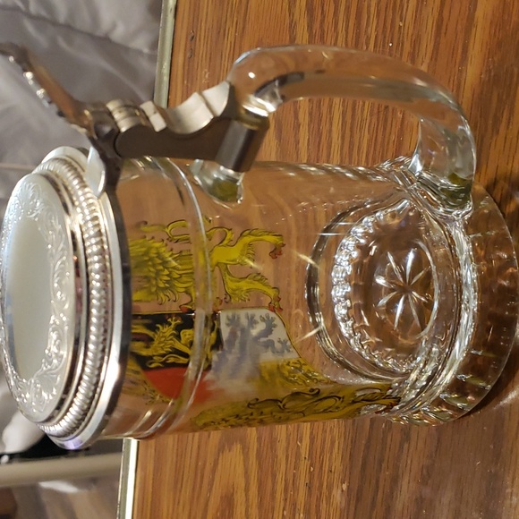 German Beer Stein Glass Pewter Lid - Picture 8 of 10